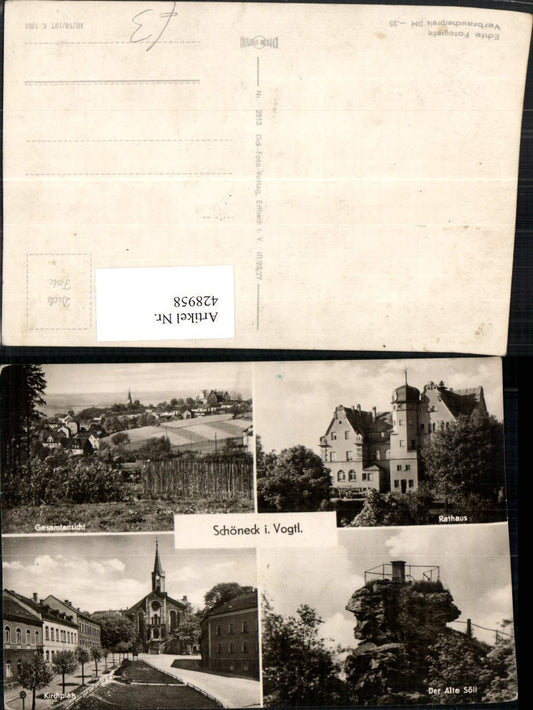 428958,Schöneck im Vogtland Totale Rathaus Kirchplatz Mehrbildkarte