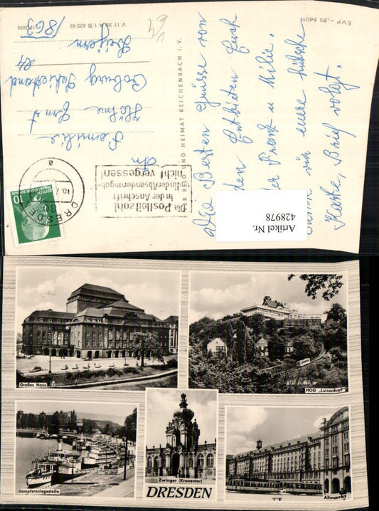 428978,Dresden Großes Haus Altmarkt Zwinger Dampfer Luisenhof Mehrbildkarte pub VEB