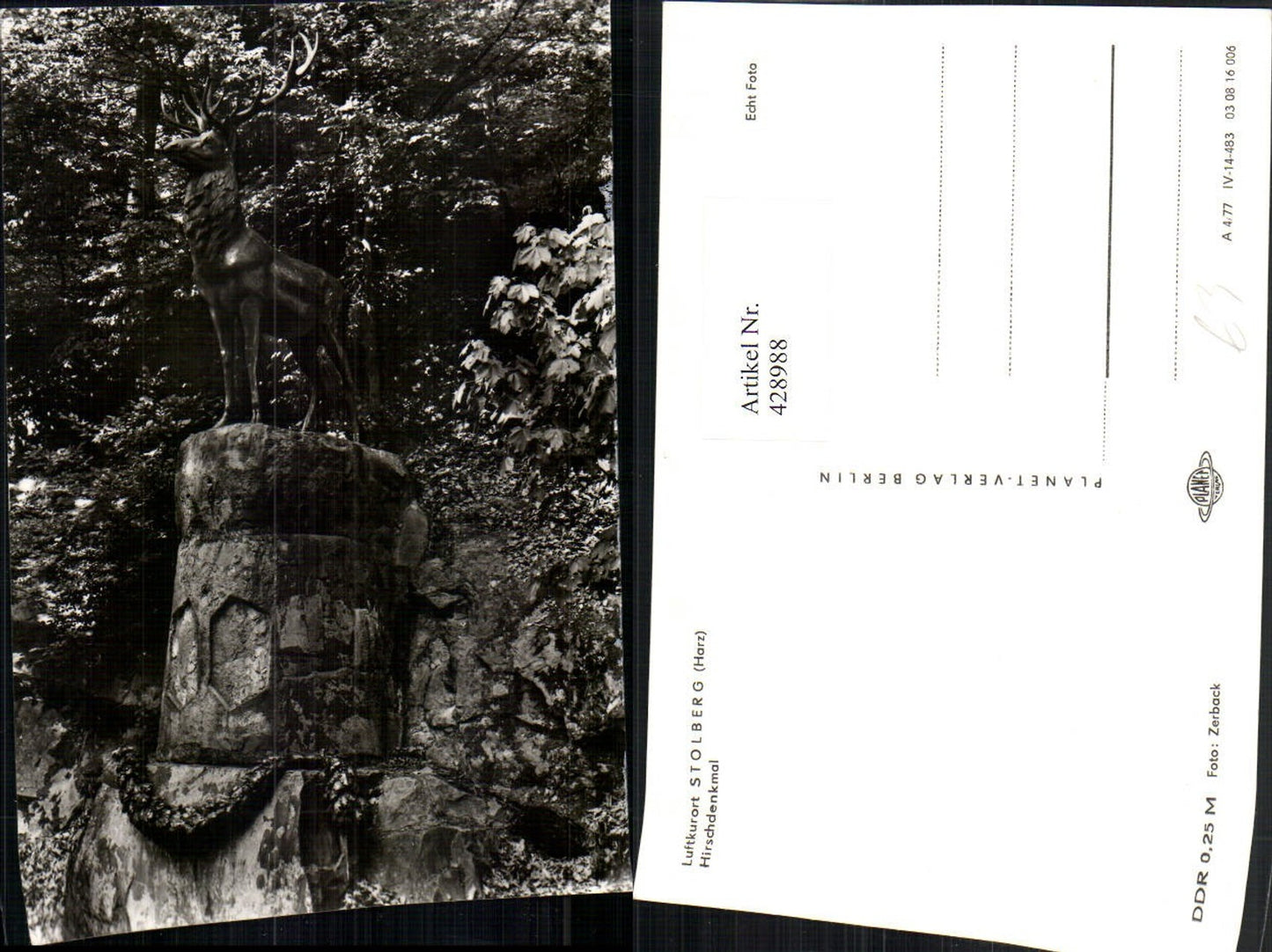 428988,Stolberg im Harz Hirschdenkmal Denkmal Statue