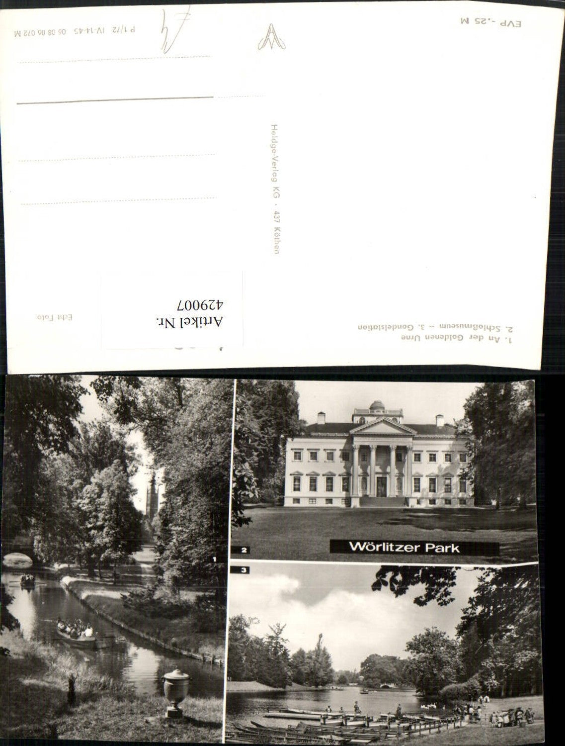 429007,Wörlitz Wörlitzer Park Schlossmuseum Gondelstation Mehrbildkarte