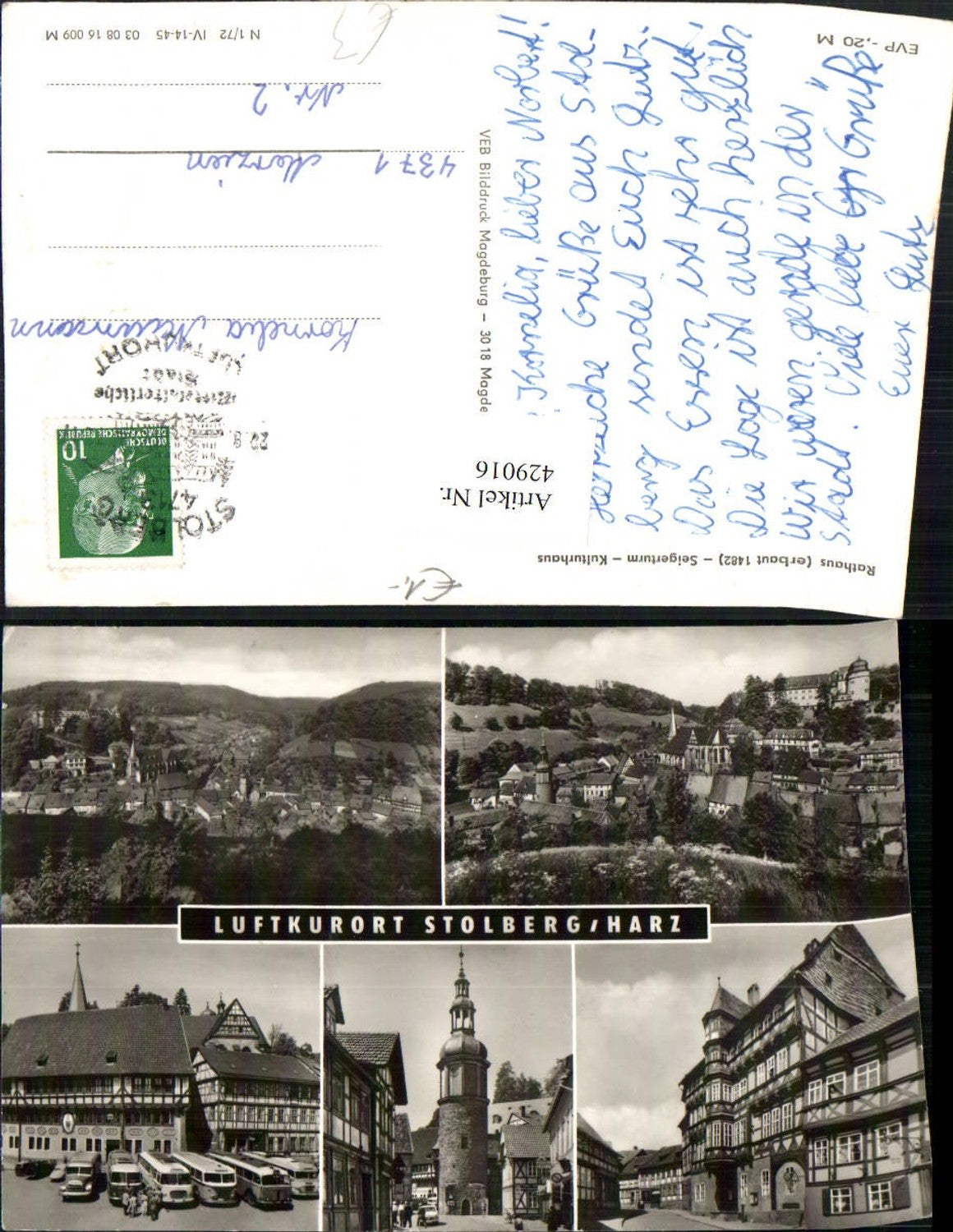 429016,Stolberg im Harz Totale Rathaus Seigerturm Busse Mehrbildkarte