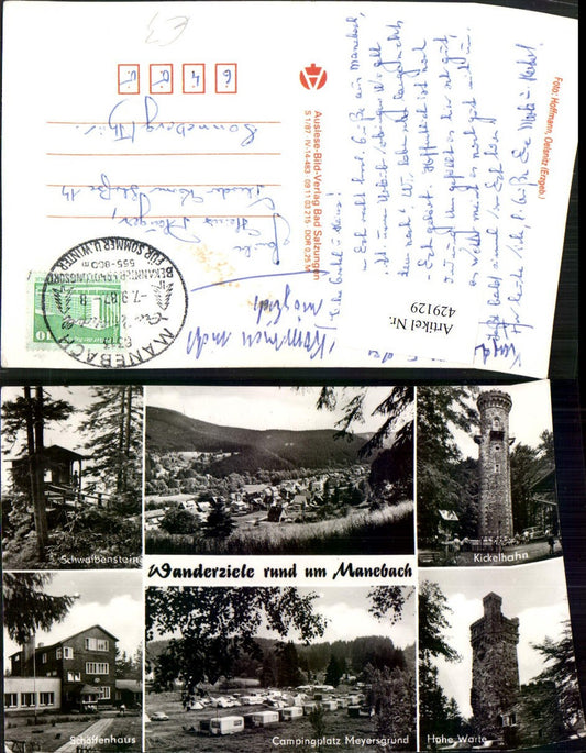 429129, Manebach near Ilmenau, Total view of the Hohe Warte campsite, Kickelhahn, multi-view map