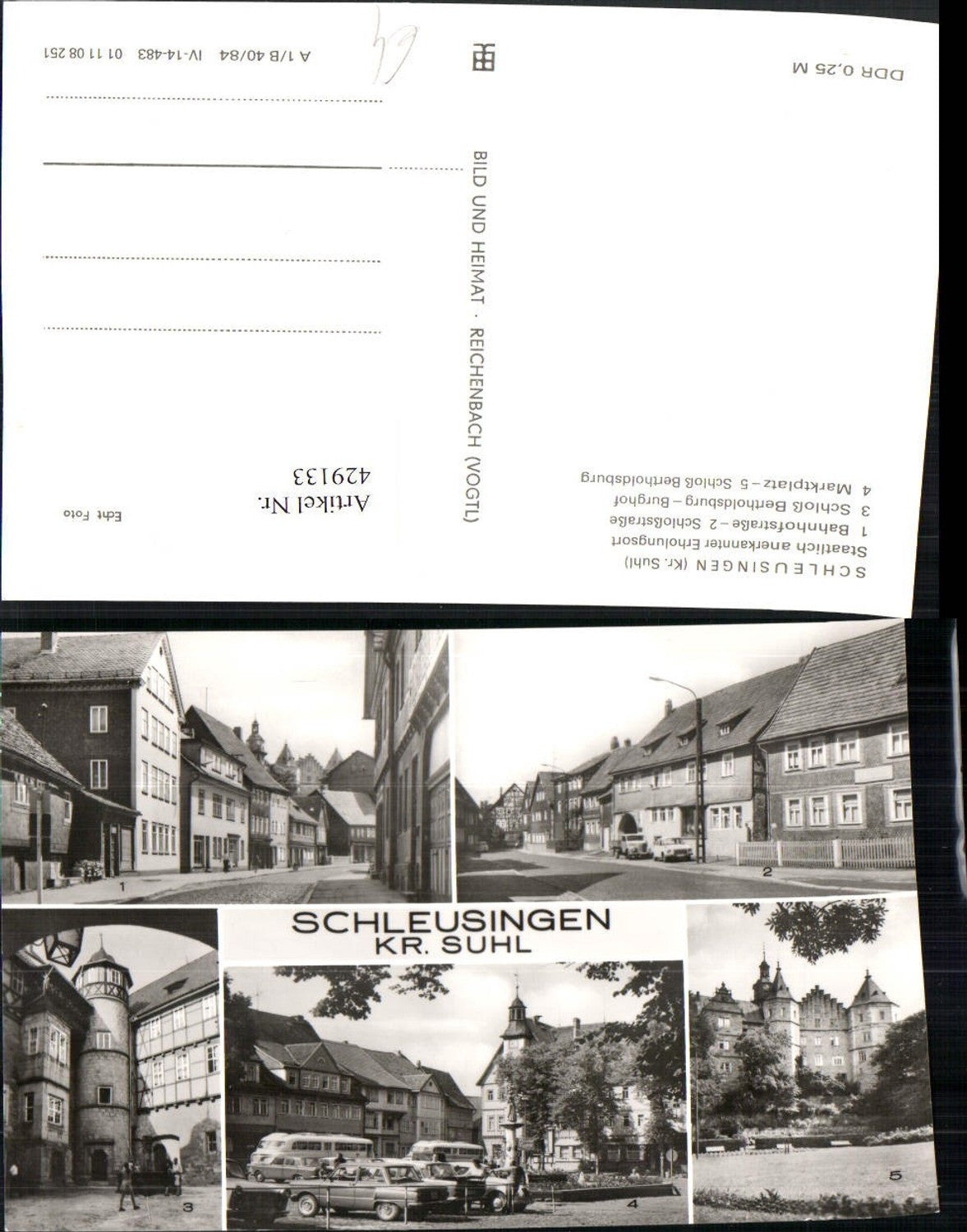 429133, Schleusingen Street Views Burghof Castle Multi-view postcard