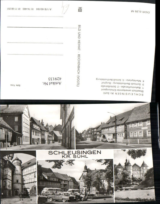 429133, Schleusingen Street Views Burghof Castle Multi-view postcard