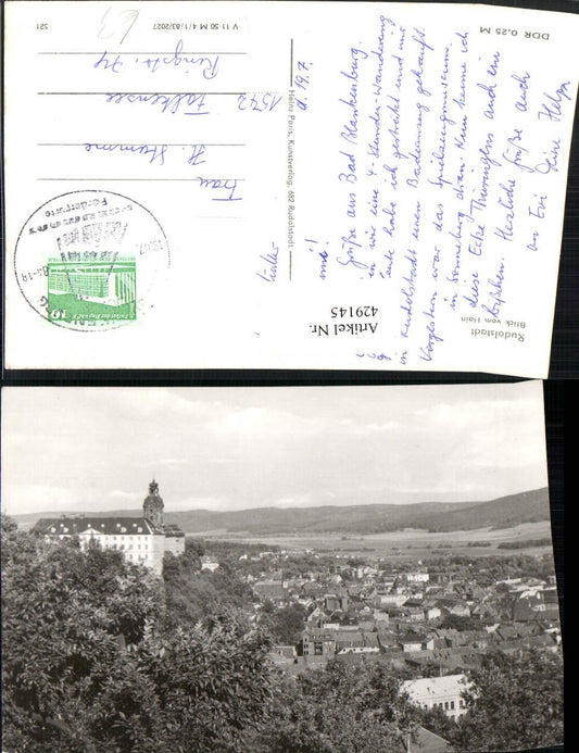 429145, Rudolstadt Total view with castle from the grove