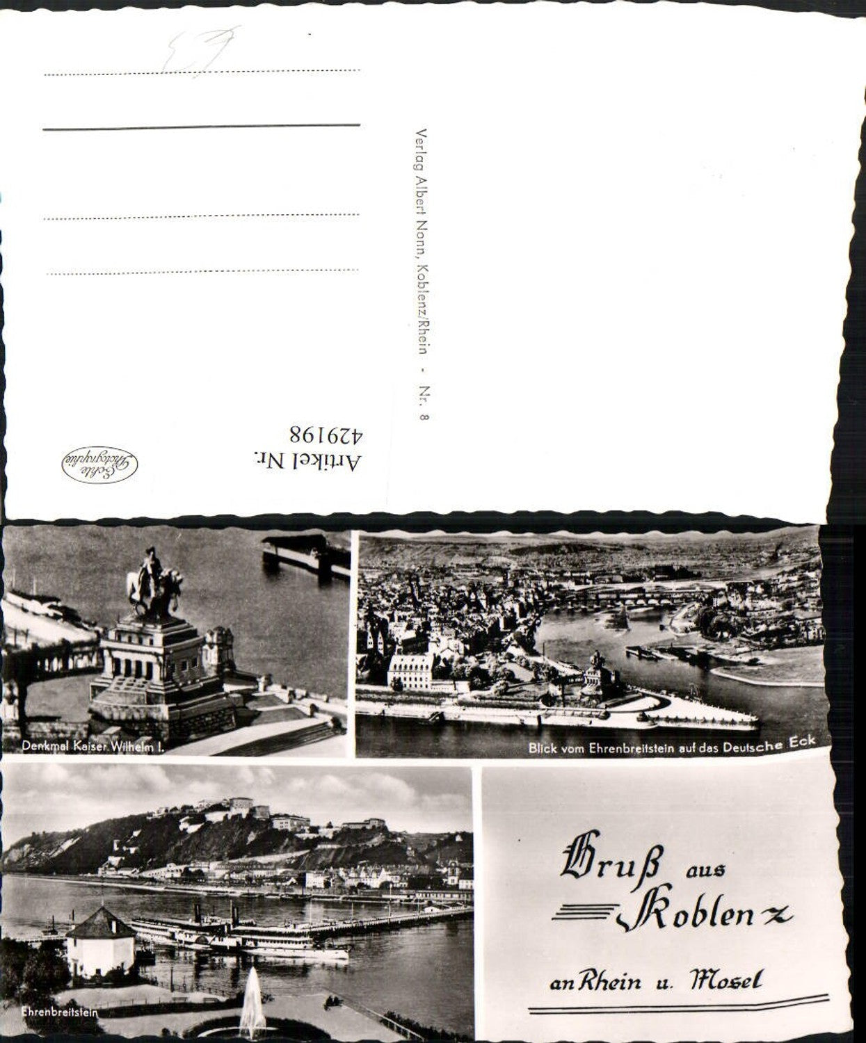 429198,Gruß aus Koblenz am Rhein u. Mosel Totale Denkmal Festung Ehrenbreitstein Mehrbildkarte