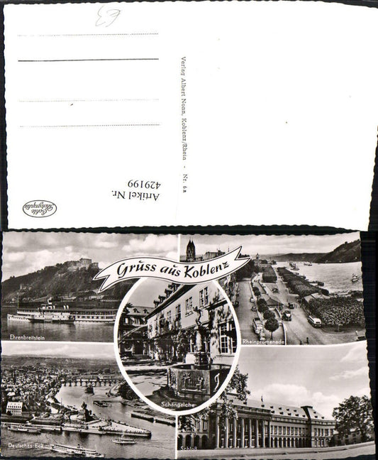 429199,Gruß aus Koblenz Totale Ehrenbreitstein Schloss Deutsches Eck Mehrbildkarte