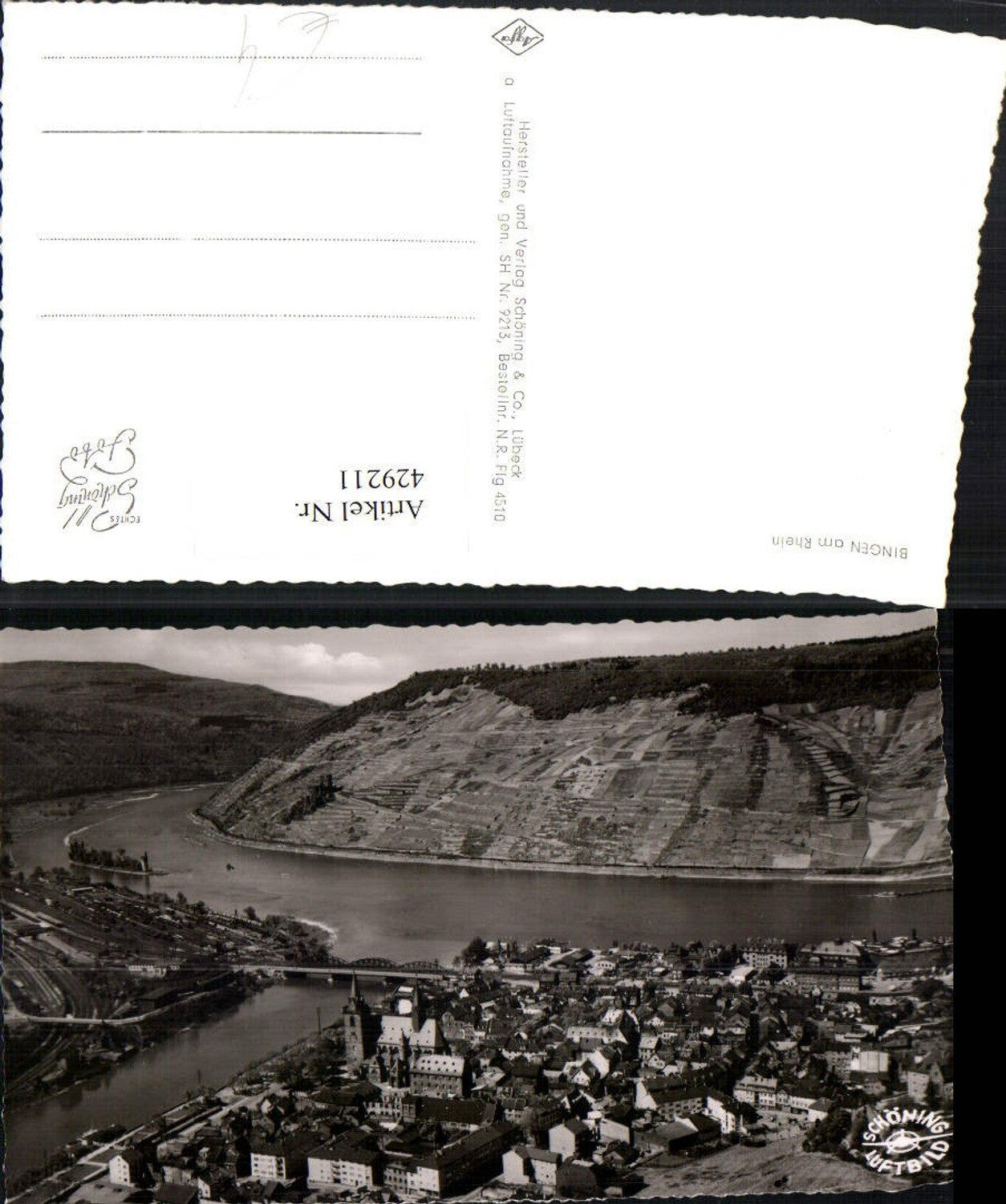 429211,Bingen am Rhein Totale Fliegeraufnahme