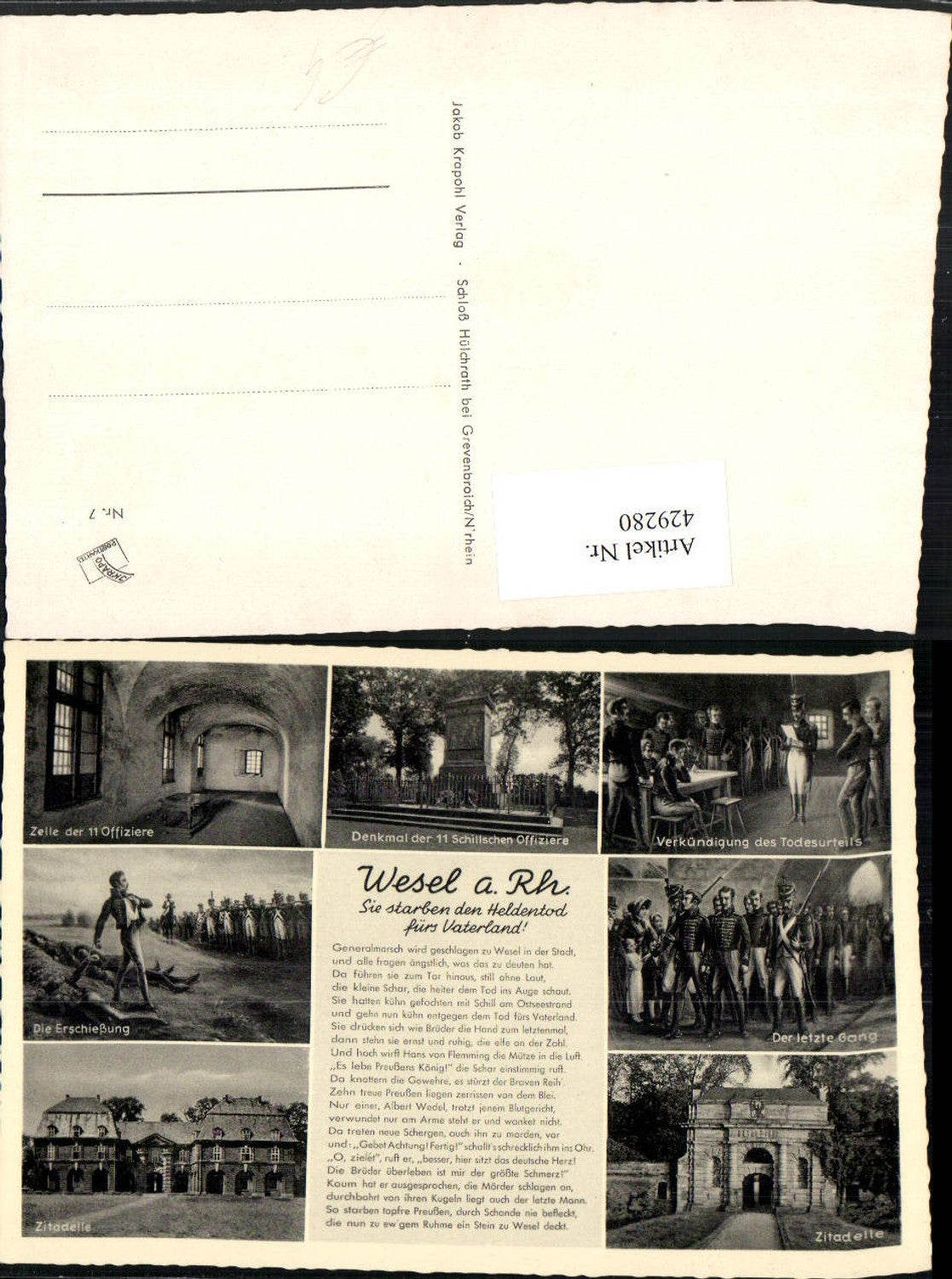 429280,Wesel am Rhein Zitadelle Soldaten Denkmal Zelle Mehrbildkarte