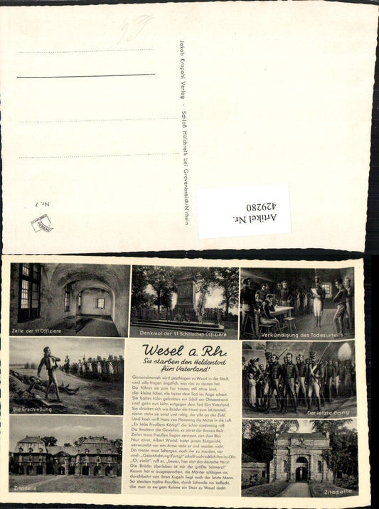 429280,Wesel am Rhein Zitadelle Soldaten Denkmal Zelle Mehrbildkarte