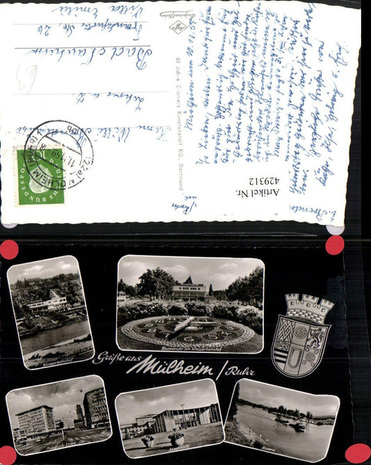 429312,Mülheim an d. Ruhr Blumenuhr Wasserbahnhof Stadthalle Mehrbildkarte