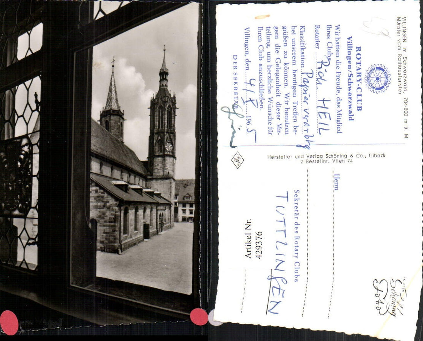 429376,Villingen im Schwarzwald Münster Kirche vom Rathausfenster