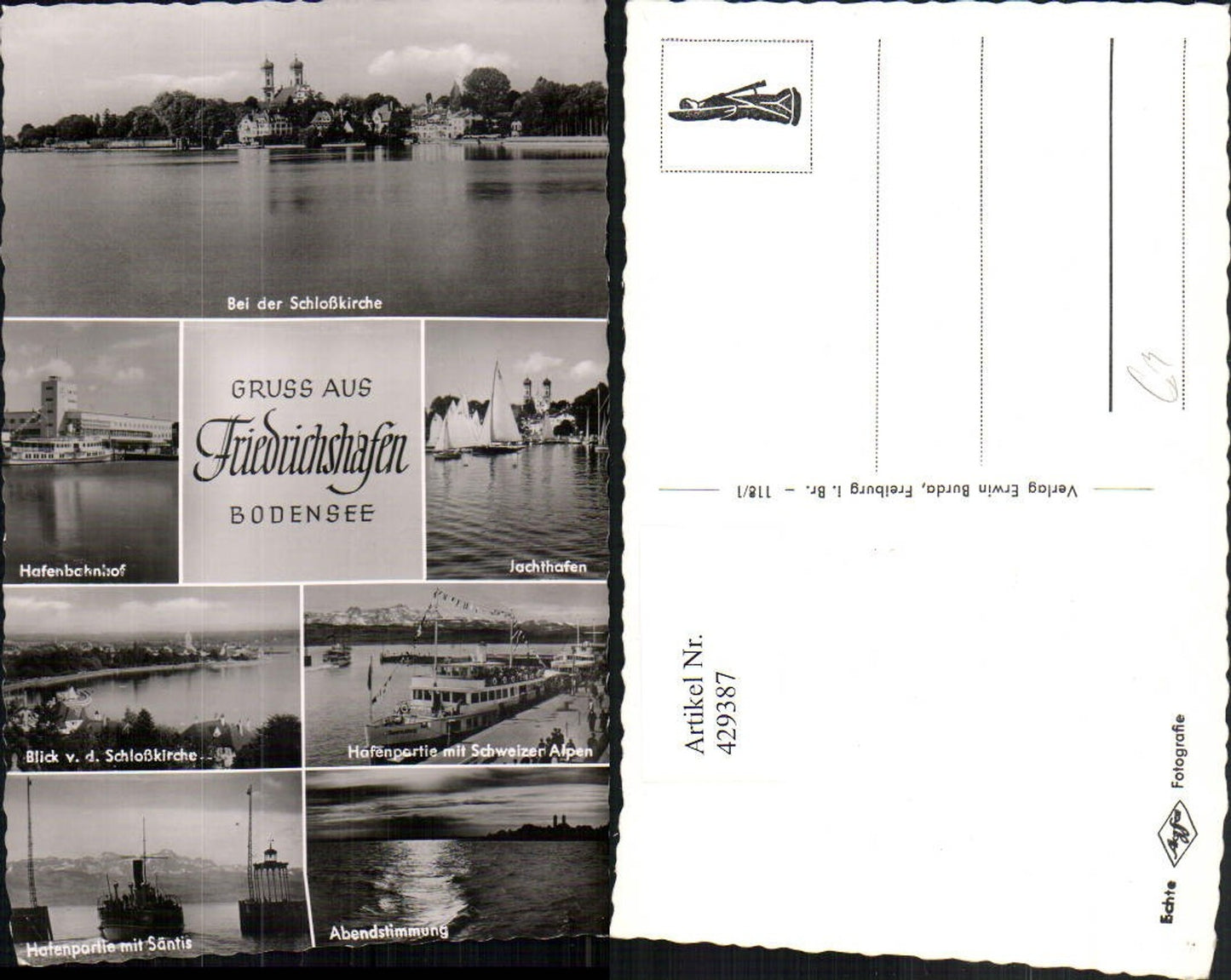 429387,Friedrichshafen am Bodensee Jachthafen Dampfer Hafenbahnhof Mehrbildkarte