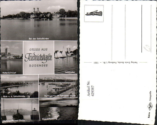 429387,Friedrichshafen am Bodensee Jachthafen Dampfer Hafenbahnhof Mehrbildkarte