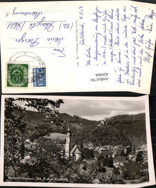 429404, Waldkirch im Breisgau, partial view with Kastelburg ruins