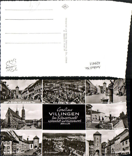 429411,Villingen im Schwarzwald Totale Brunnen Münster Kirche Tor Mehrbildkarte