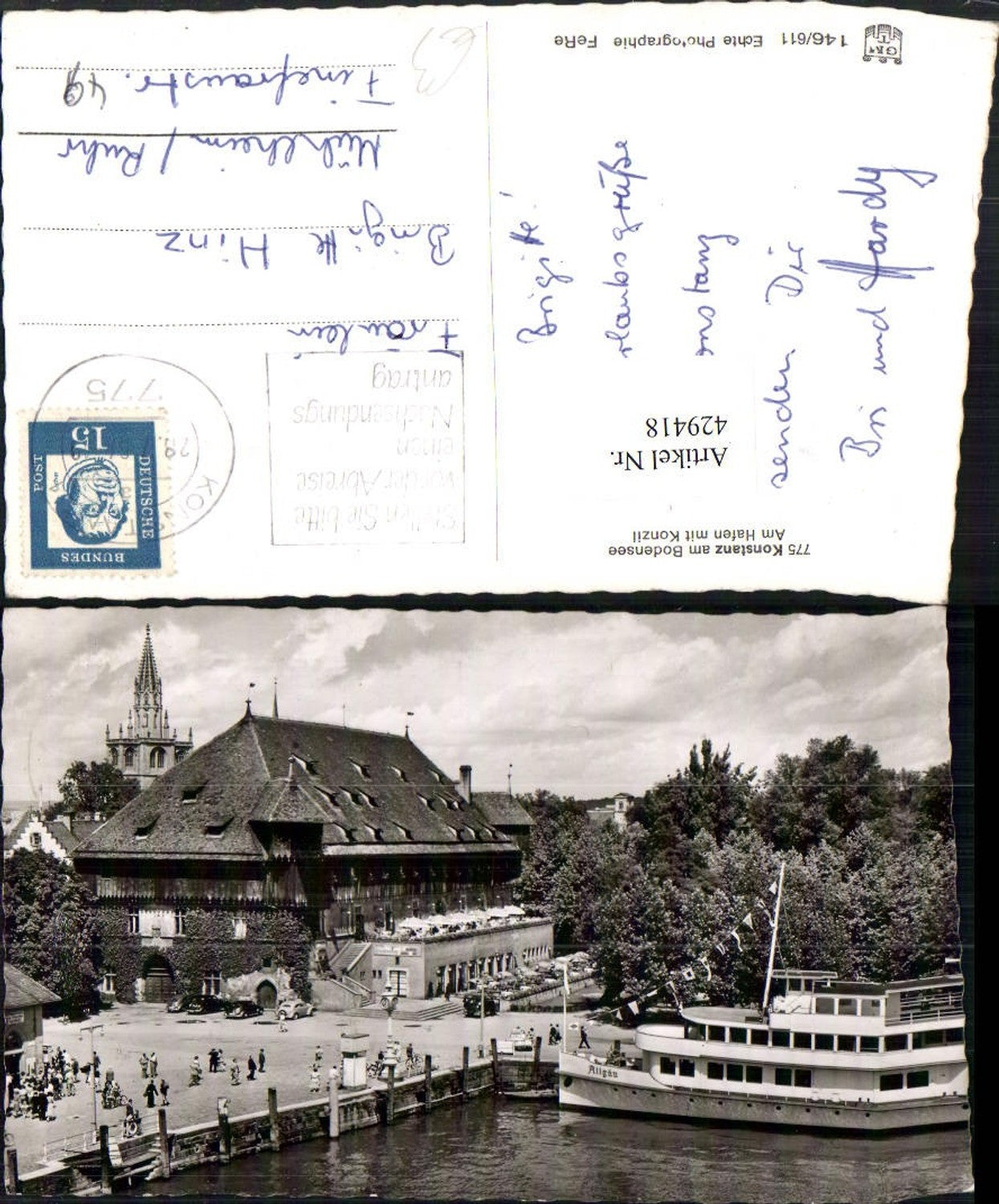 429418,Konstanz am Bodensee Hafen m. Konzil Dampfer Schiff Allgäu