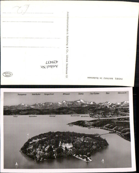 429437, Mainau Island in Lake Constance, overall view with Constance mountain backdrop