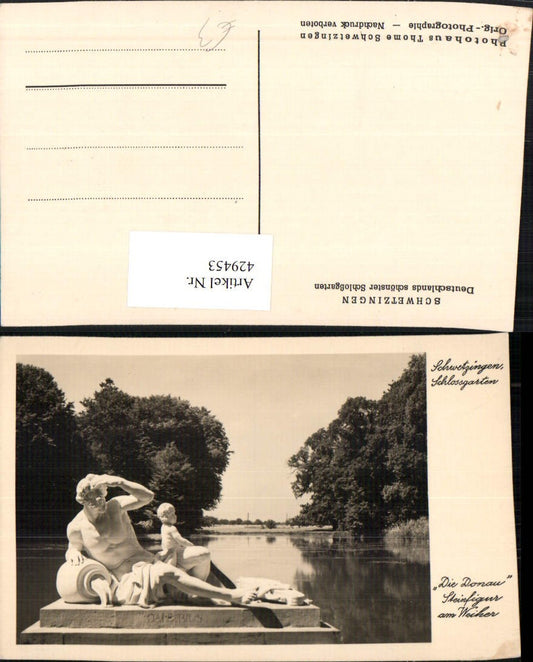 429453, Schwetzingen Palace Garden Stone Figure The Danube at the Pond