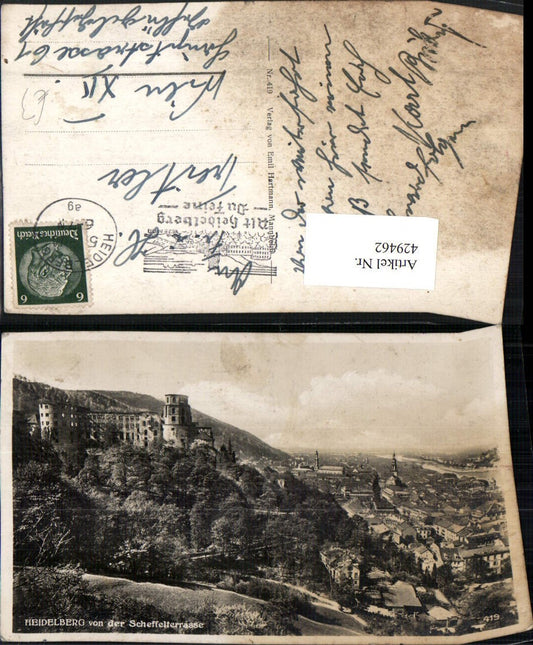 429462, Heidelberg Totale m. Schloss von d. Scheffelterrasse
