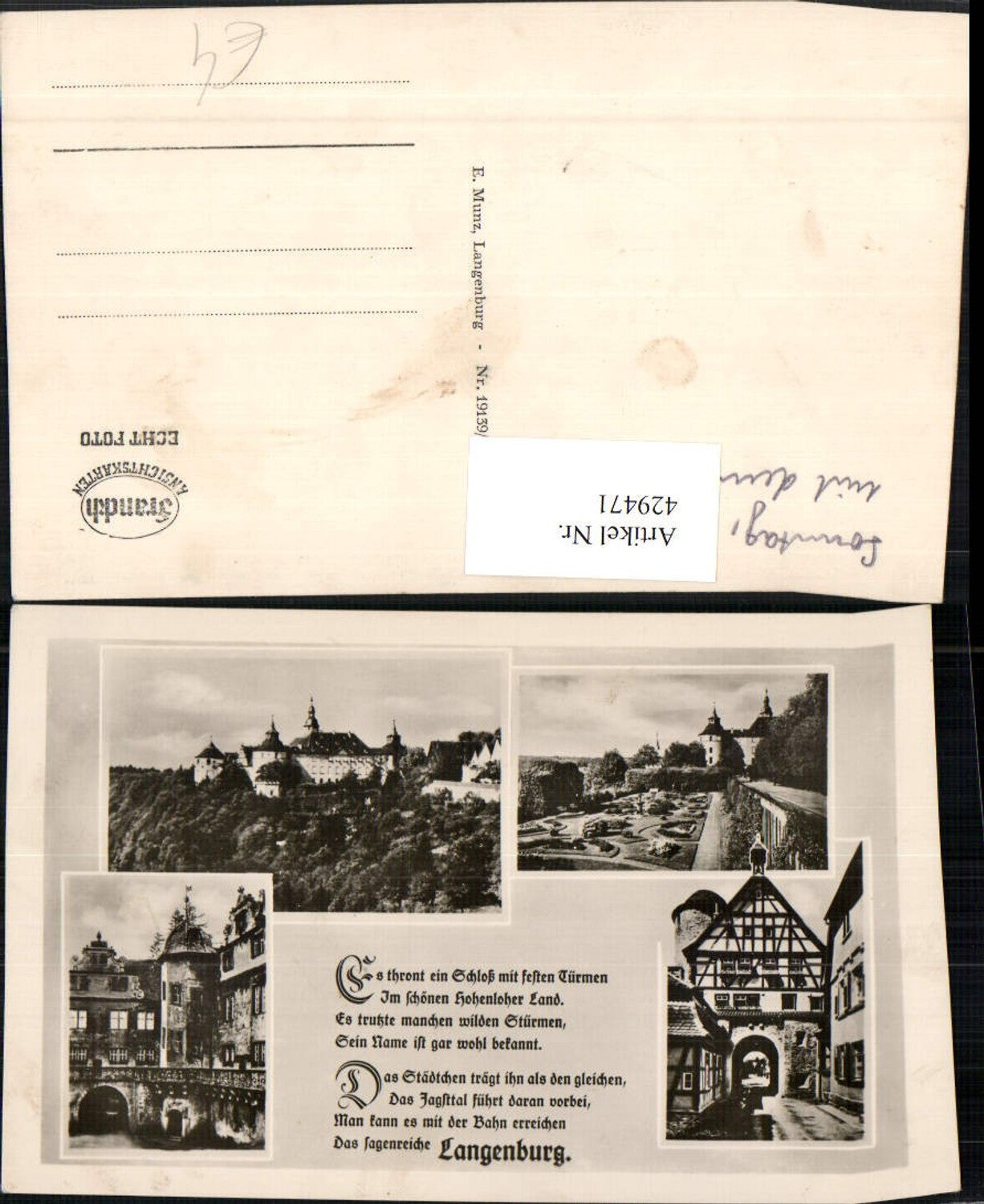 429471,Langenburg Schloss Hof Text Mehrbildkarte