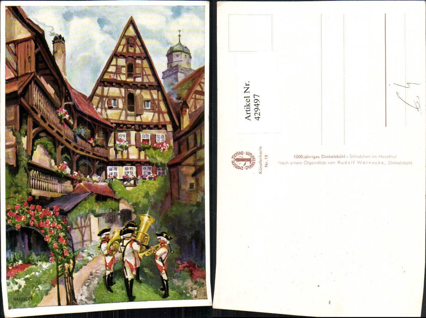 429497,Künstler AK Rudolf Warnecke Dinkelsbühl Ständchen im Hezelhof
