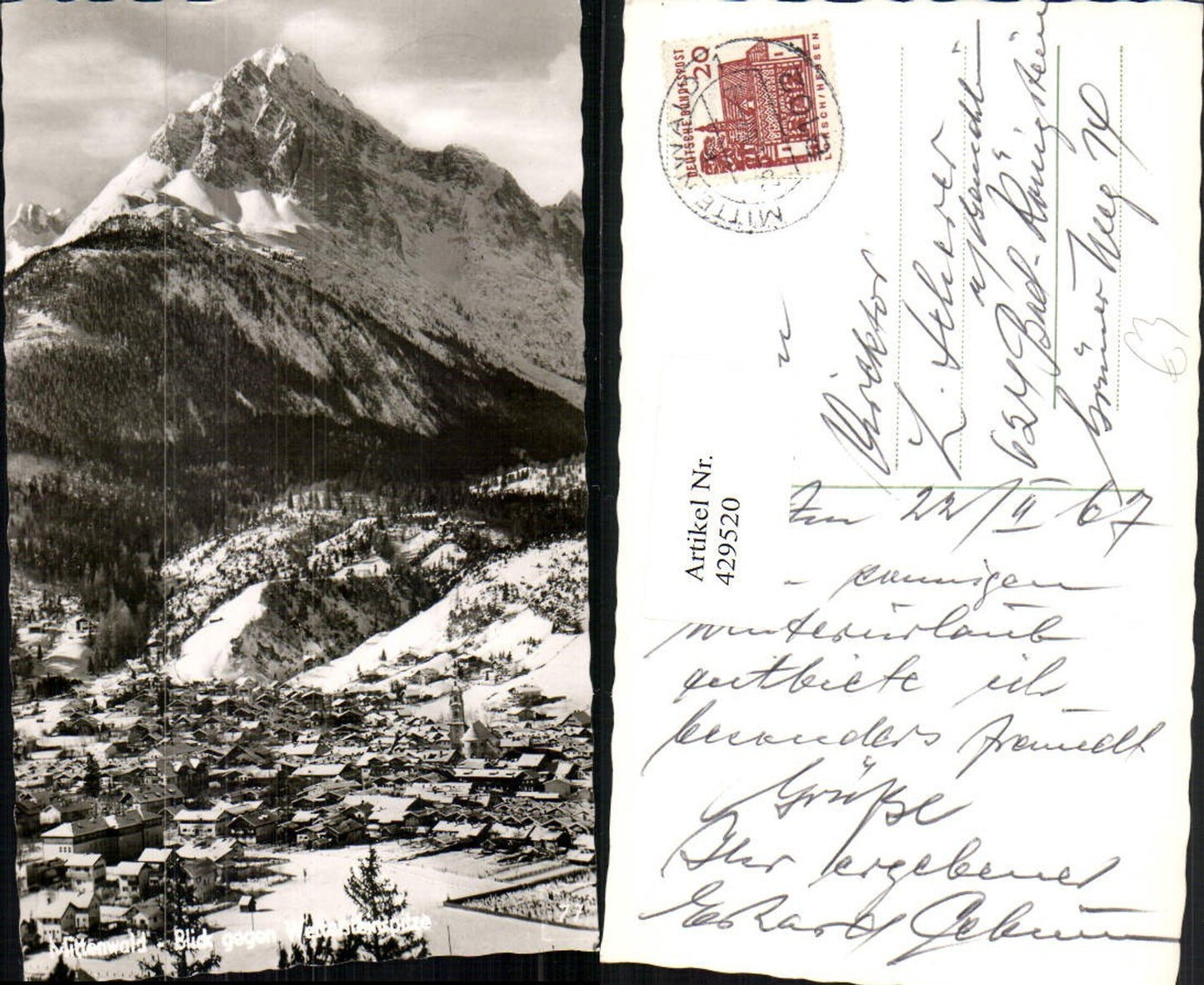 429520,Mittenwald Totale geg. Wettersteinspitze Bergkulisse Winterbild