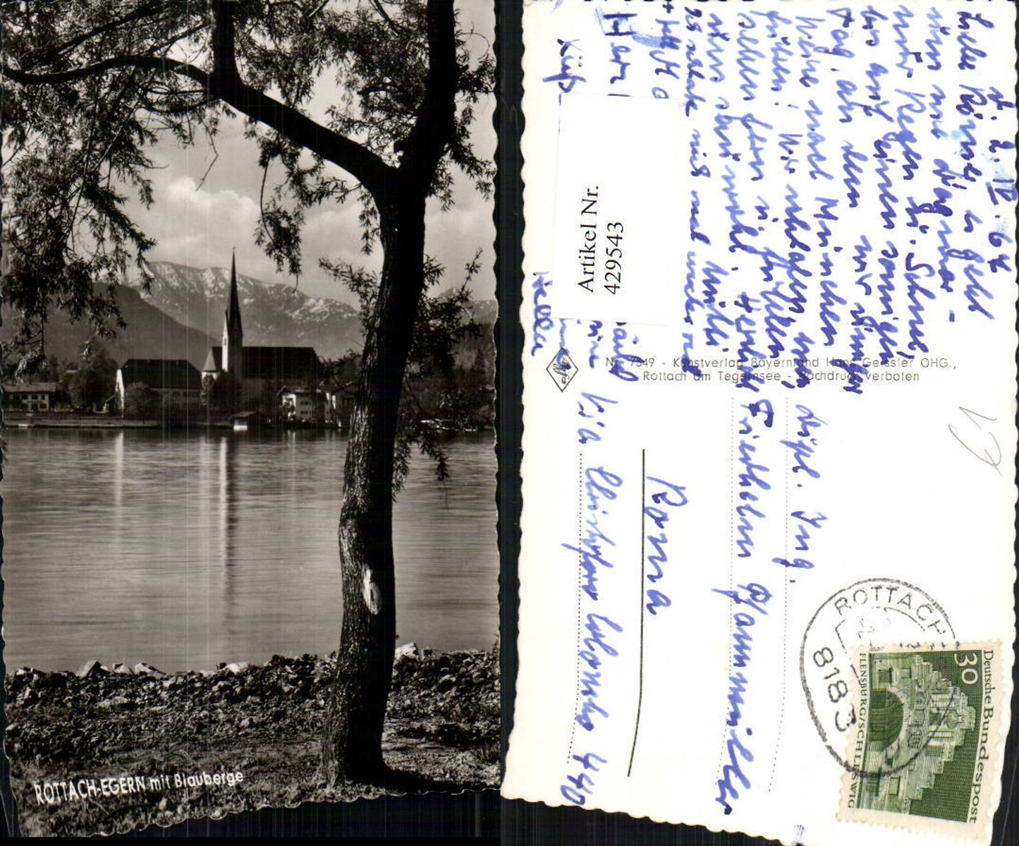 429543,Rottach-Egern Teilansicht Kirche m. Blauberge