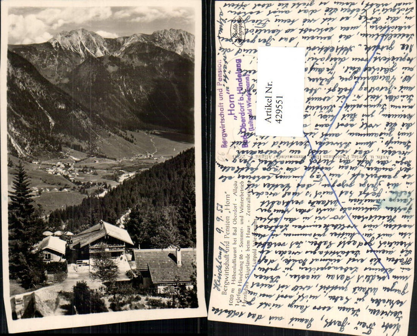 429551,Bad Oberdorf b. Hindelang im Allgäu Bergwirtschaft Pension Horn Bergkulisse