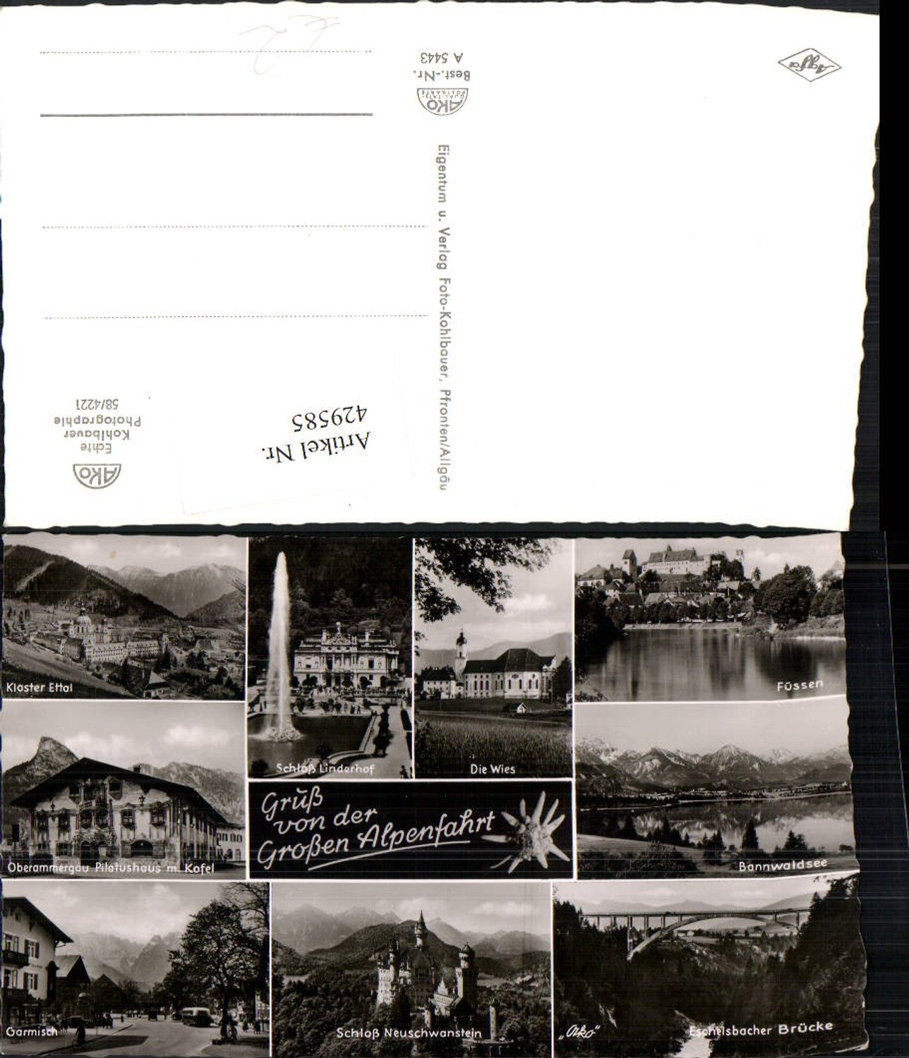 429585,Kloster Ettal Oberammergau Garmisch Füssen Neuschwanstein Mehrbildkarte