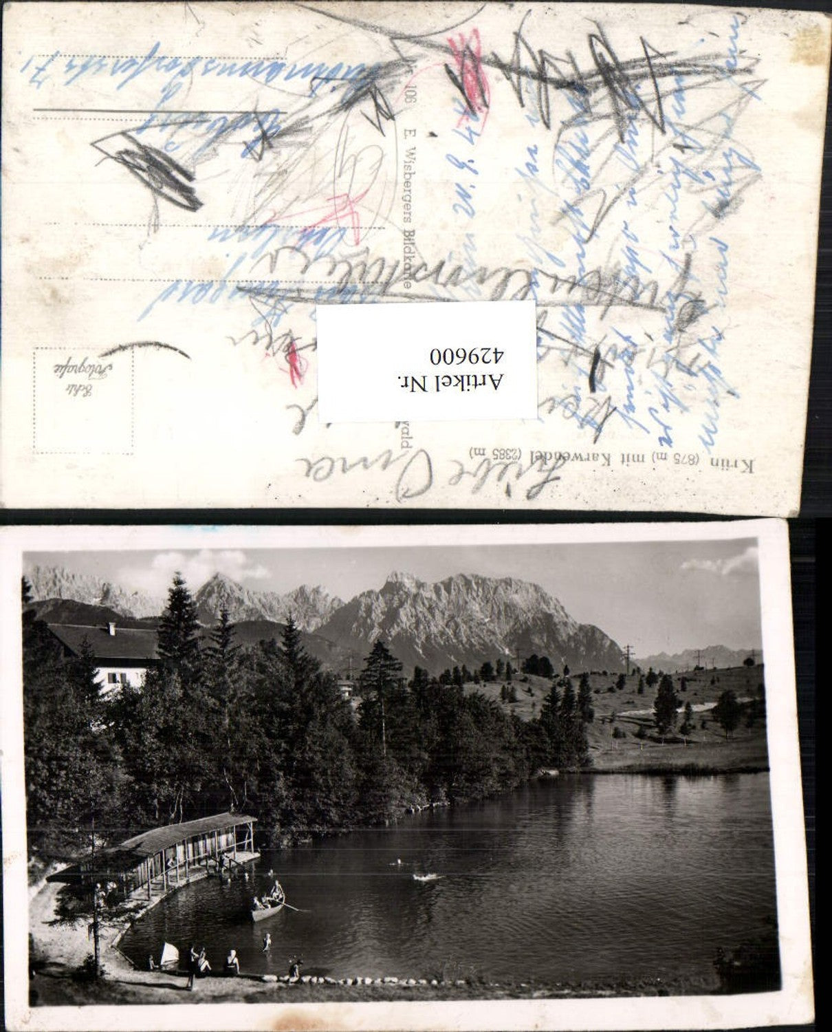 429600,Krün m. Karwendel See Boot Bergkulisse