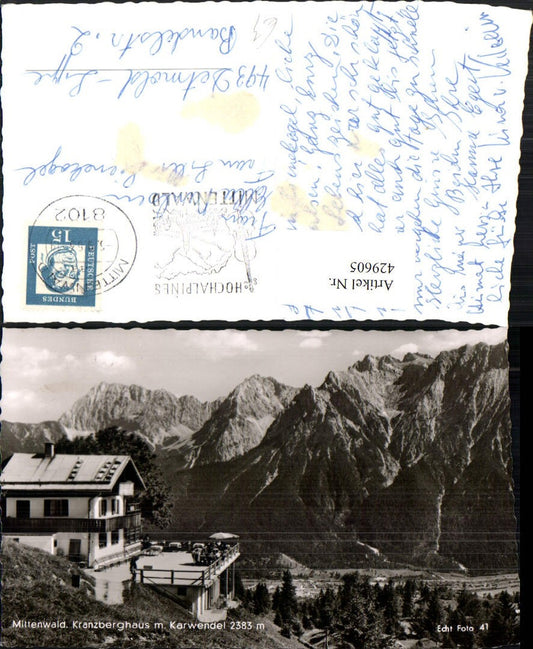 429605,Mittenwald Kranzberghaus m. Karwendel Bergkulisse