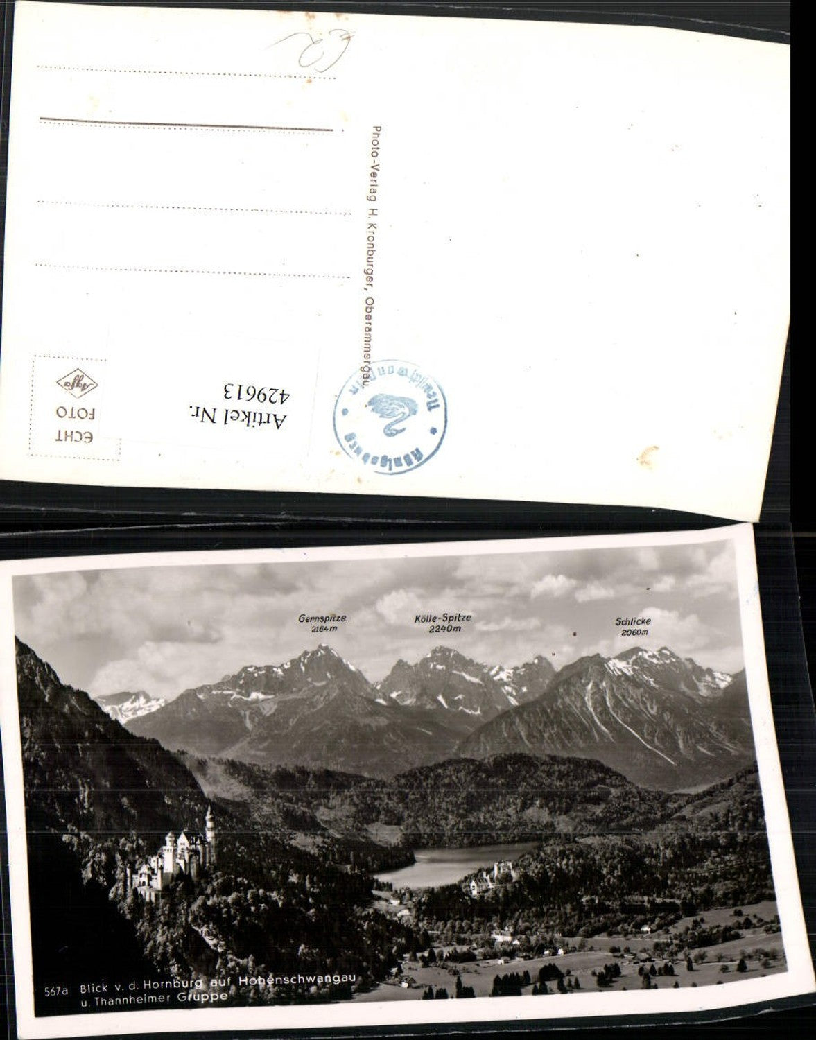 429613,Blick von d. Hornburg auf Schloss Hohenschwangau u. Thannheimer Bergkulisse
