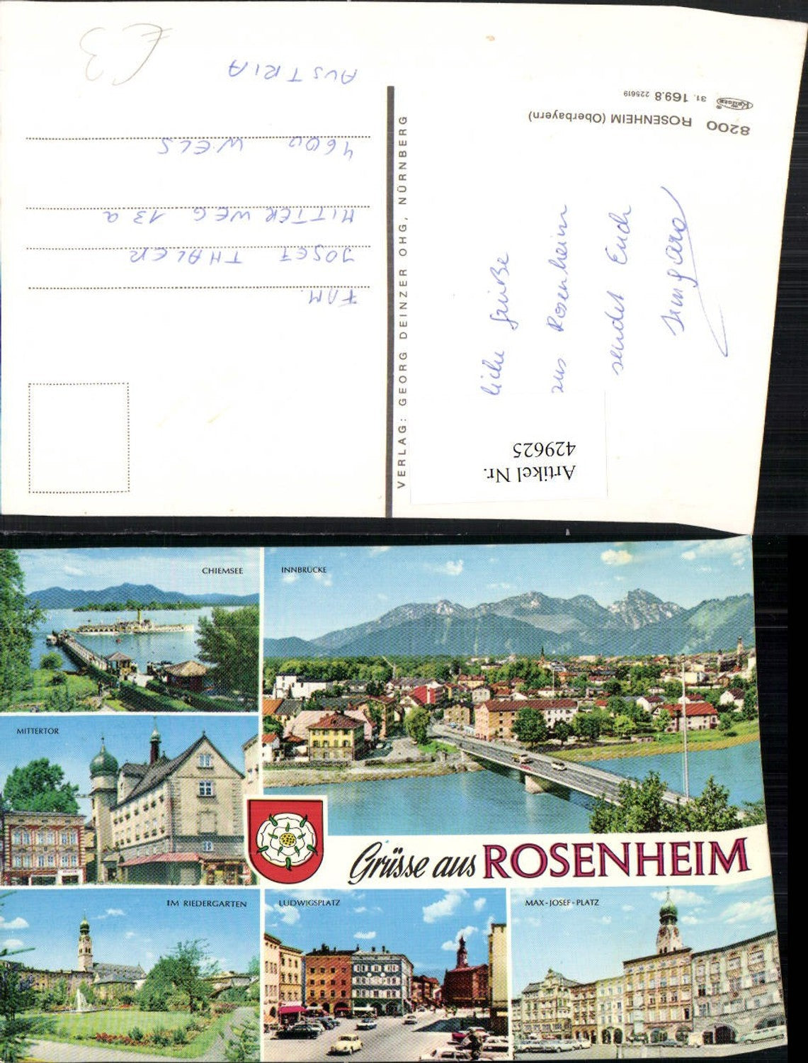 429625,Rosenheim Totale Max-Josef-Platz Riedergarten Chiemsee Mehrbildkarte