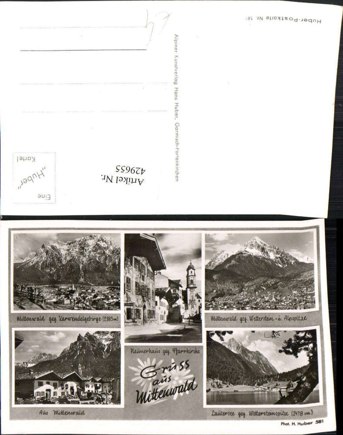 429655,Mittenwald Totale Lautersee Kirche Neunerhaus Mehrbildkarte