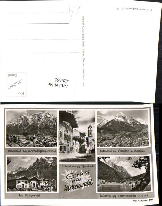 429655,Mittenwald Totale Lautersee Kirche Neunerhaus Mehrbildkarte
