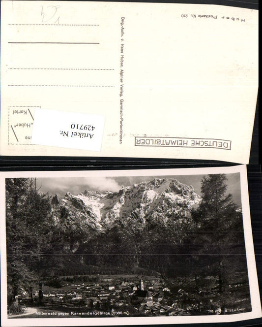 429710,Mittenwald Totale geg. Karwendel Bergkulisse pub H. Huber 210