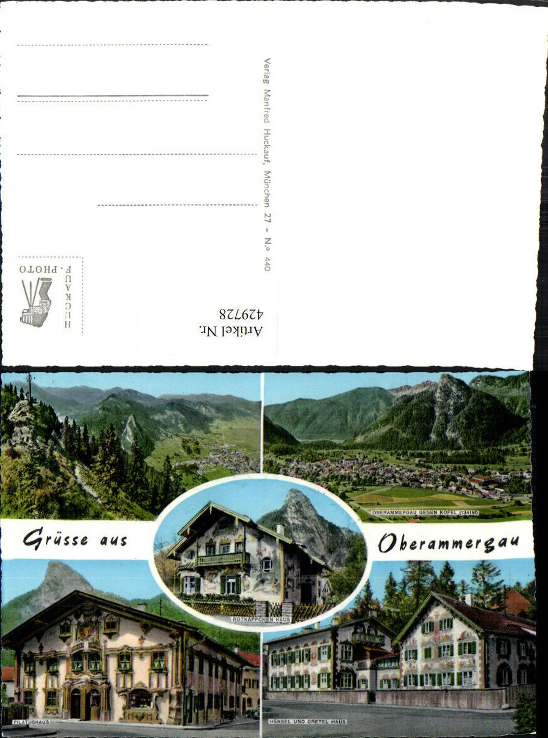 429728,Oberammergau Totale Pilatushaus Rotkäppchen-Haus Mehrbildkarte