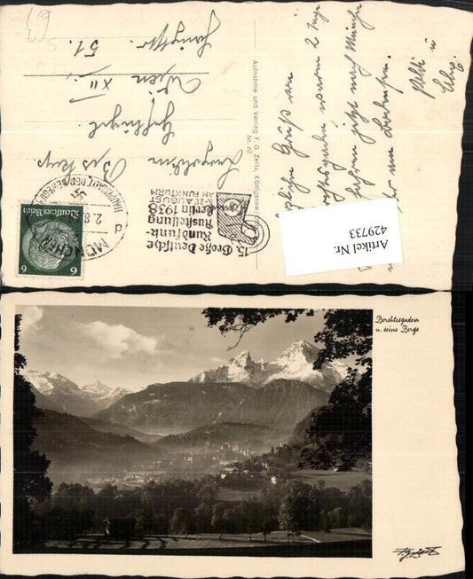 429733, Berchtesgaden Total mountain scenery German Radio Exhibition Berlin 1938 Stamp