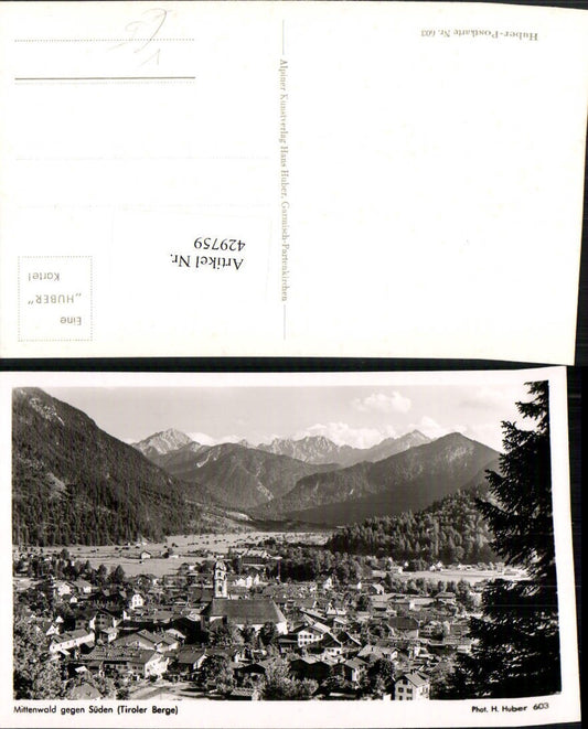 429759,Mittenwald Totale geg. Süden Bergkulisse pub H. Huber 603
