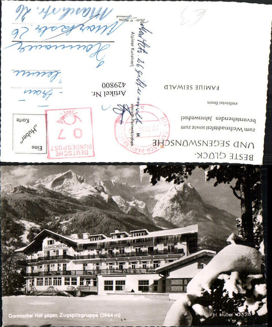 429800,Garmisch Garmischer Hof geg. Zugspitze Bergkulisse Winterbild