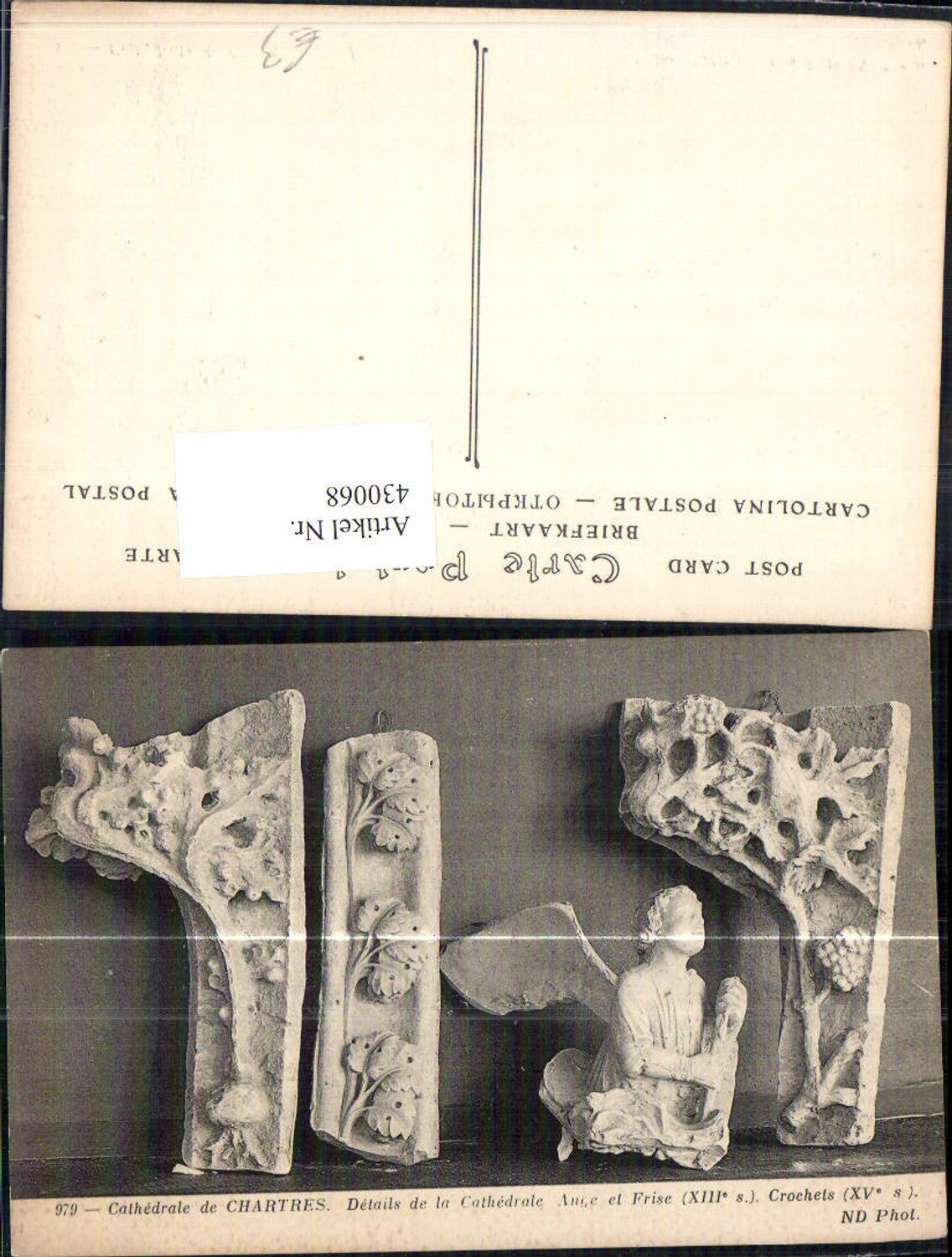 430068,Cathedrale de Chartres Ange de Frise Crochets Stuck Engel Archäologie