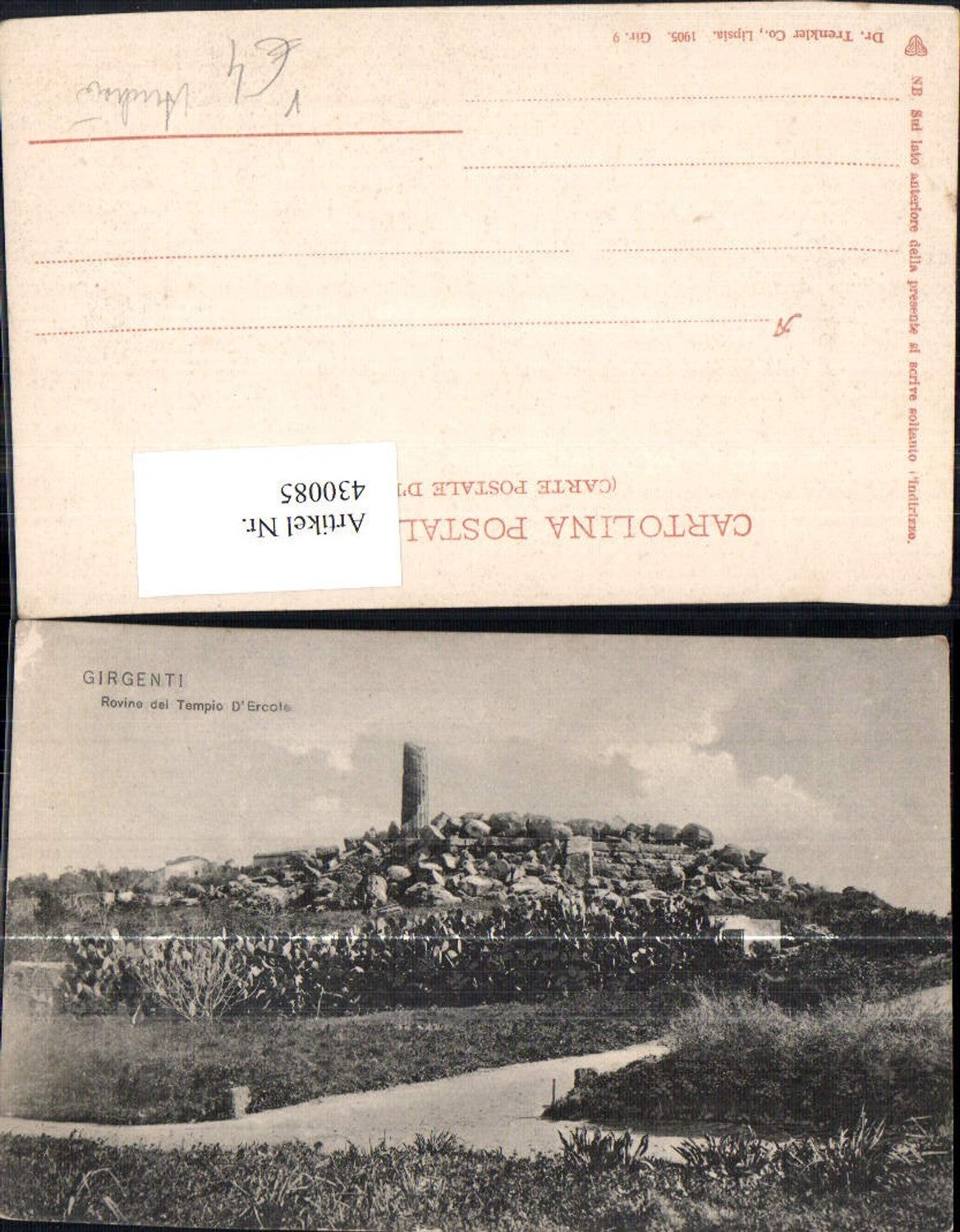 430085,Archäologie Girgenti Rovine de Tempio D Ercole Ausgrabung Tempel Ruine pub Dr Trenkler Co