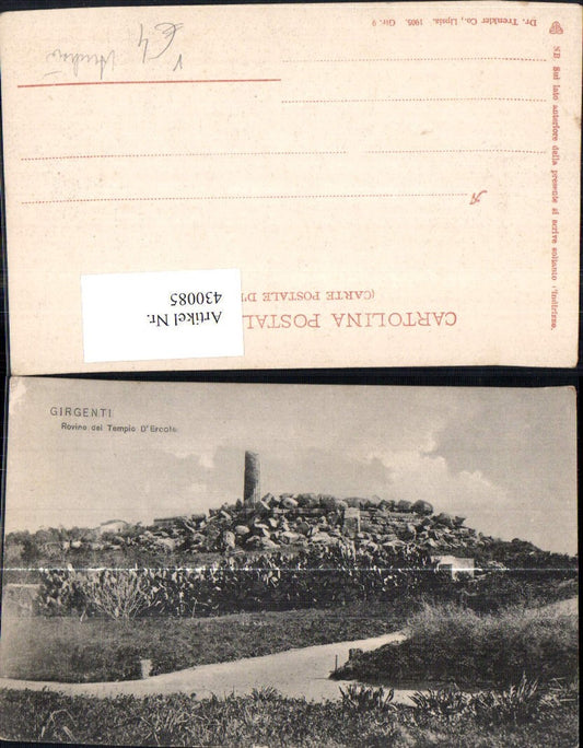 430085,Archäologie Girgenti Rovine de Tempio D Ercole Ausgrabung Tempel Ruine pub Dr Trenkler Co