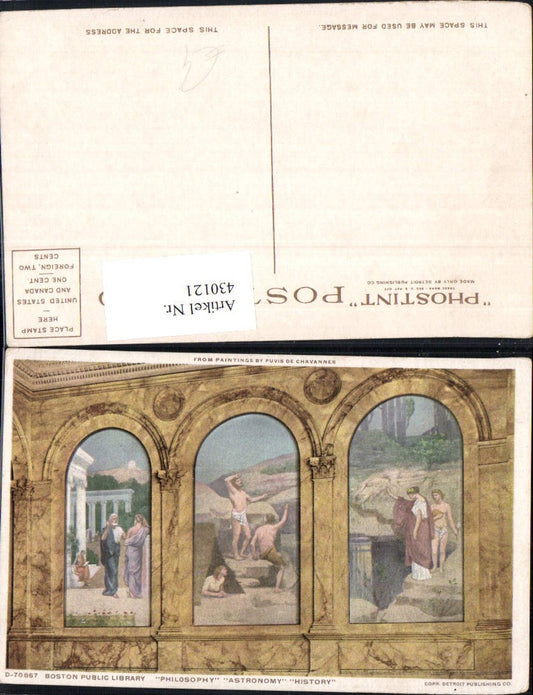 430121,Antike Boston Public Library Philosophy Astronomy History Gemälde