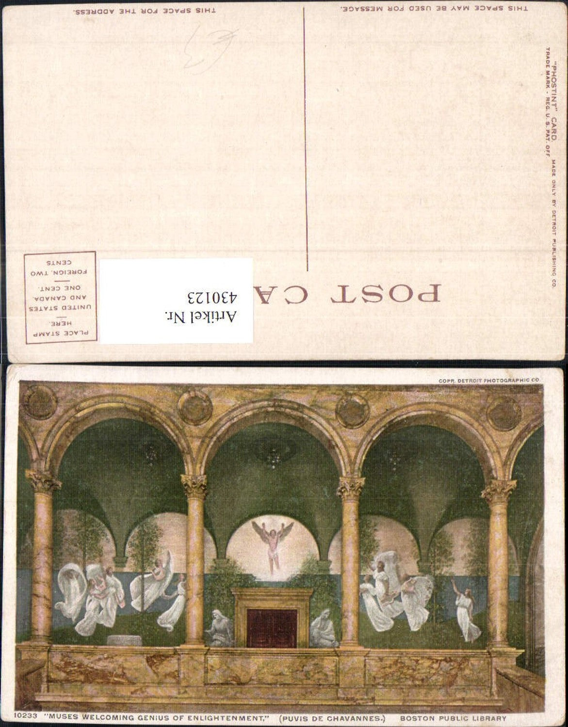 430123,Antike Muses Welcolming Genius of Enlightenment Puvis de Chavannes Boston Public Library