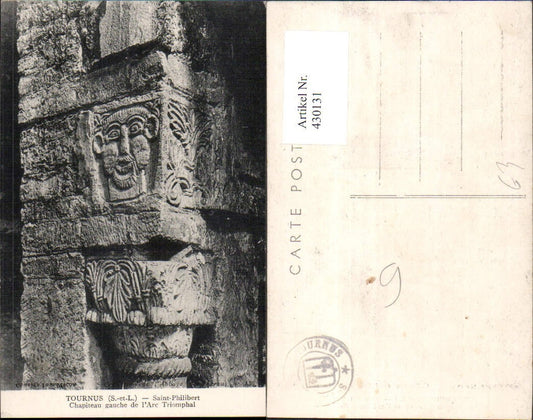 430131,Antike Turnus Saint-Philibert Chapiteau gauche de l Arc Triomphal Stuck Säule Mauer