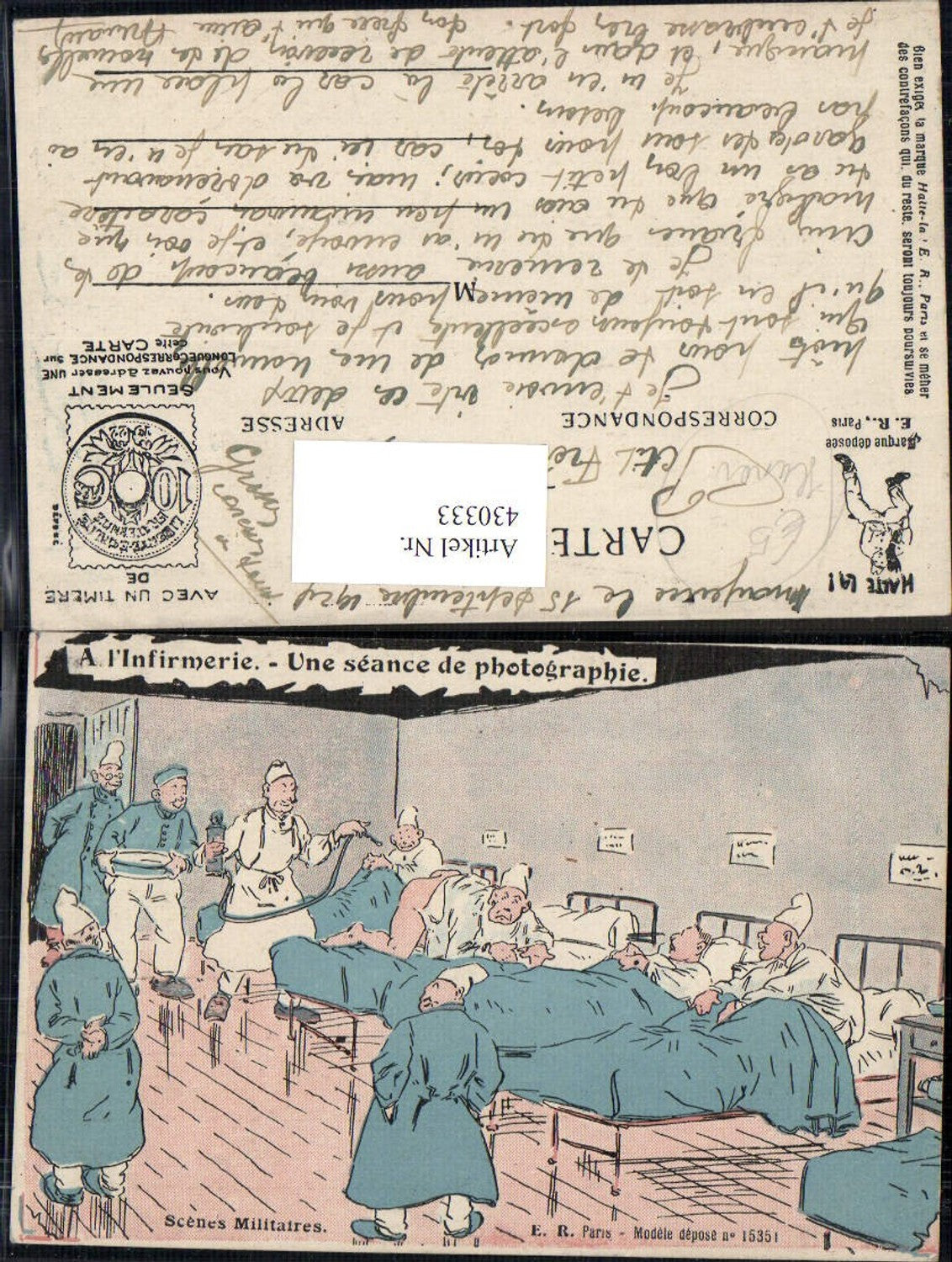 430333,Künstler Ak Scenes Militaires Infirmerie Lazarett Militärhumor Humor