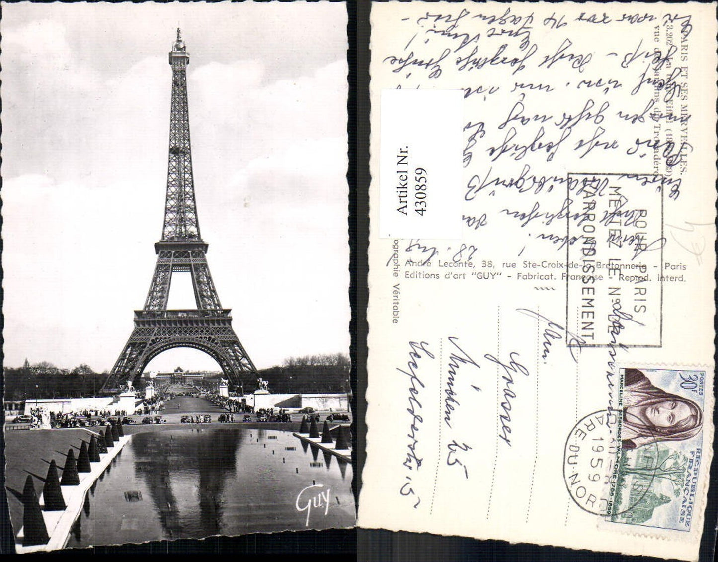 430859,Foto Ak Turm Paris Eiffelturm La Tour Eiffel vue de jardins du Trocadero