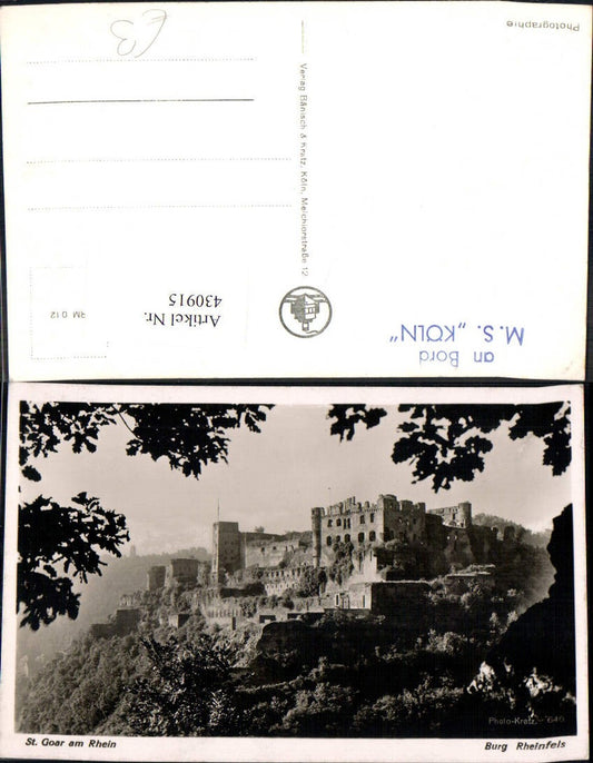 430915,Foto Ak St Goar a. Rhein Burg Rheinfels